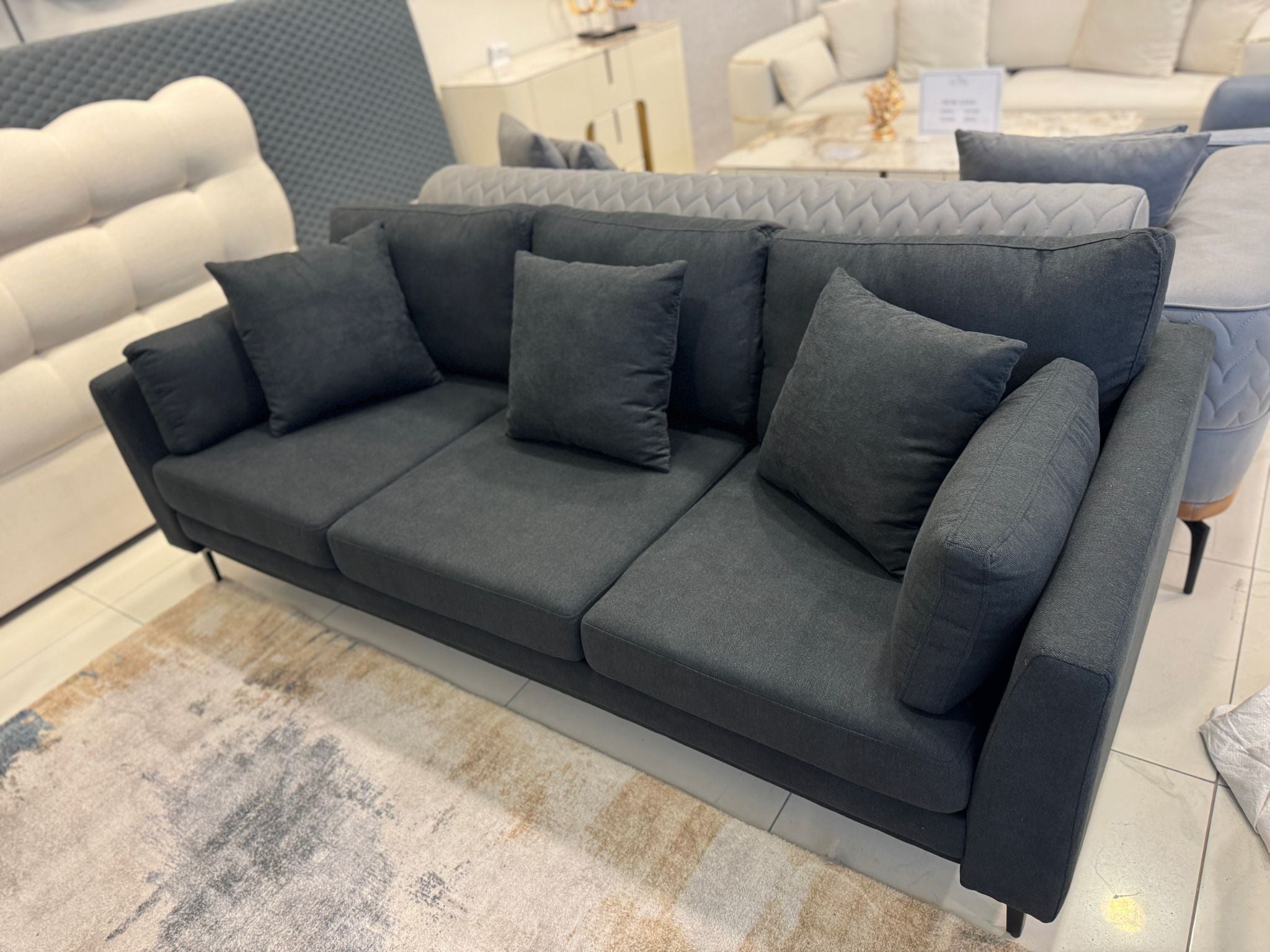 Luna Charcoal 3-Seater Sofa (22SCSFT006-2080)