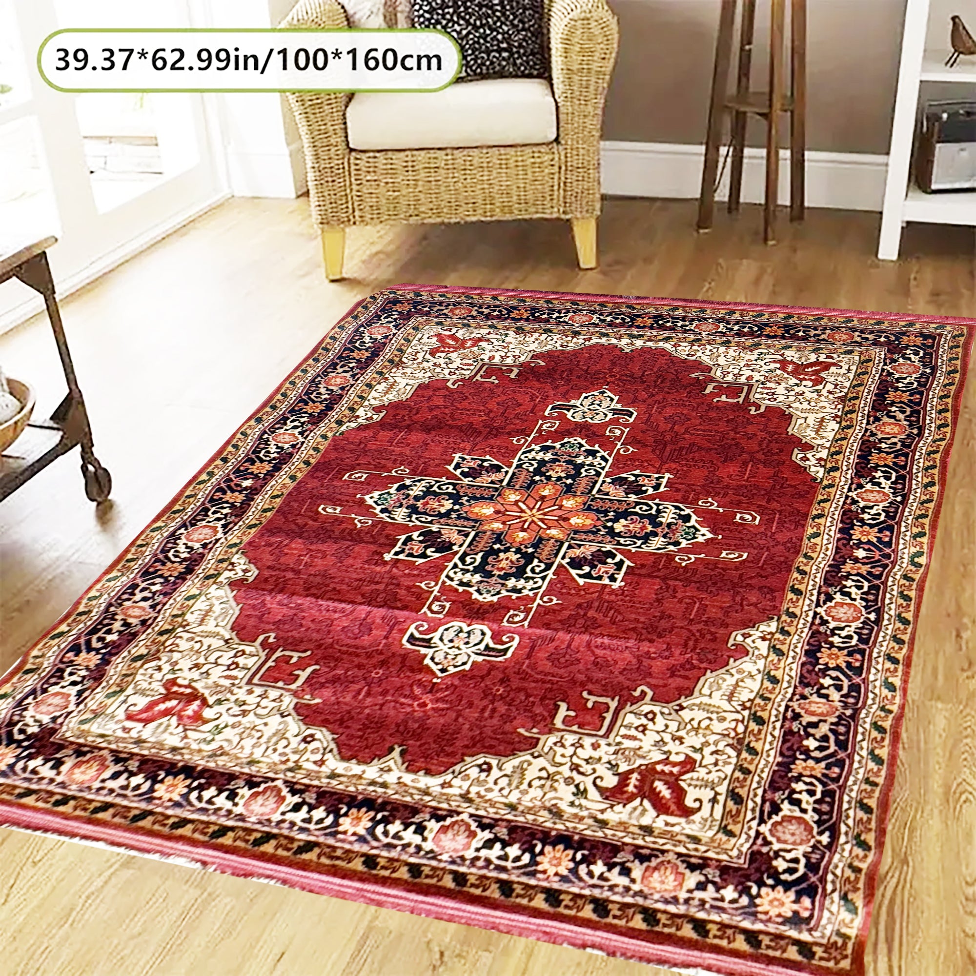 Qashqai Traditional Persian Rug 700 Reed – Red Floral Medallion | Glara Shop ( Code 260)