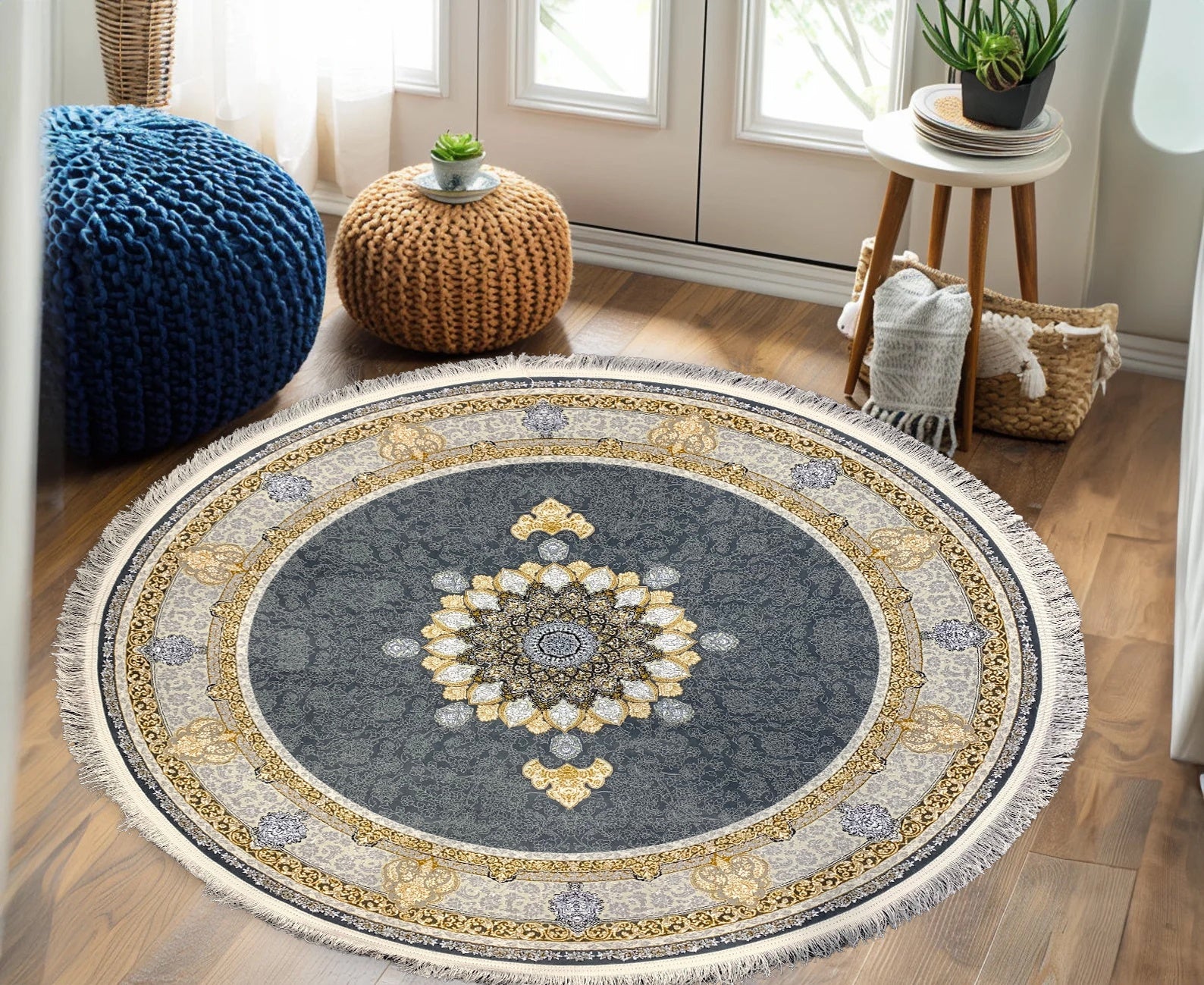 Rozhan 1200 Reed Round Rug - GLARA HOME