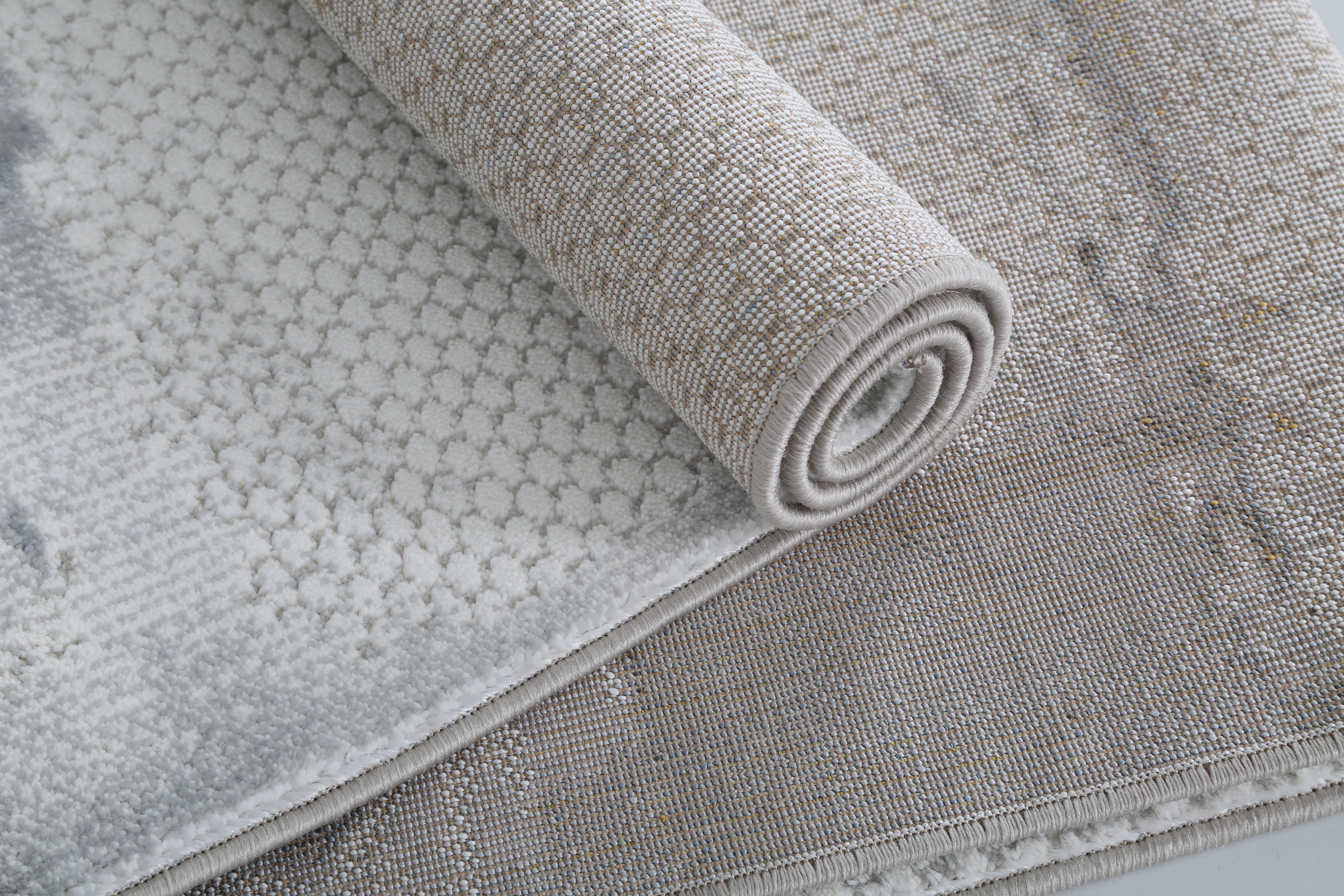 Glara CloudStone Abstract Rug – Soft Grey & Ivory 12mm Plush Texture ( Yanyu)