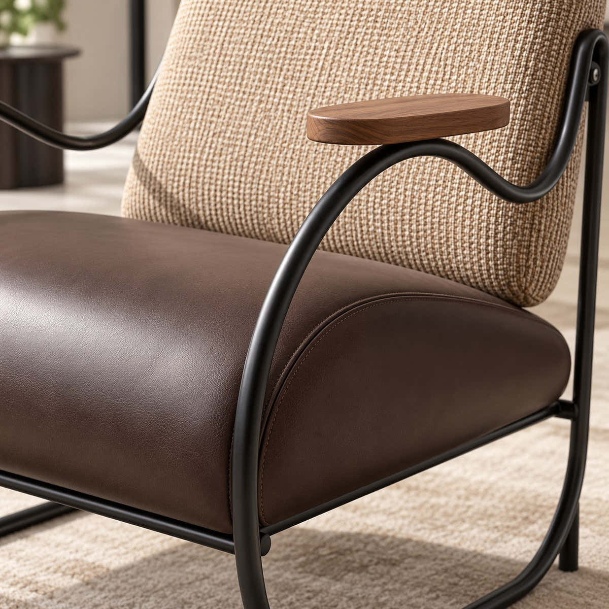 Textured beige back and upholstery edge.