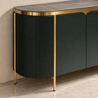 Fluted curved side panel and metallic trim.
