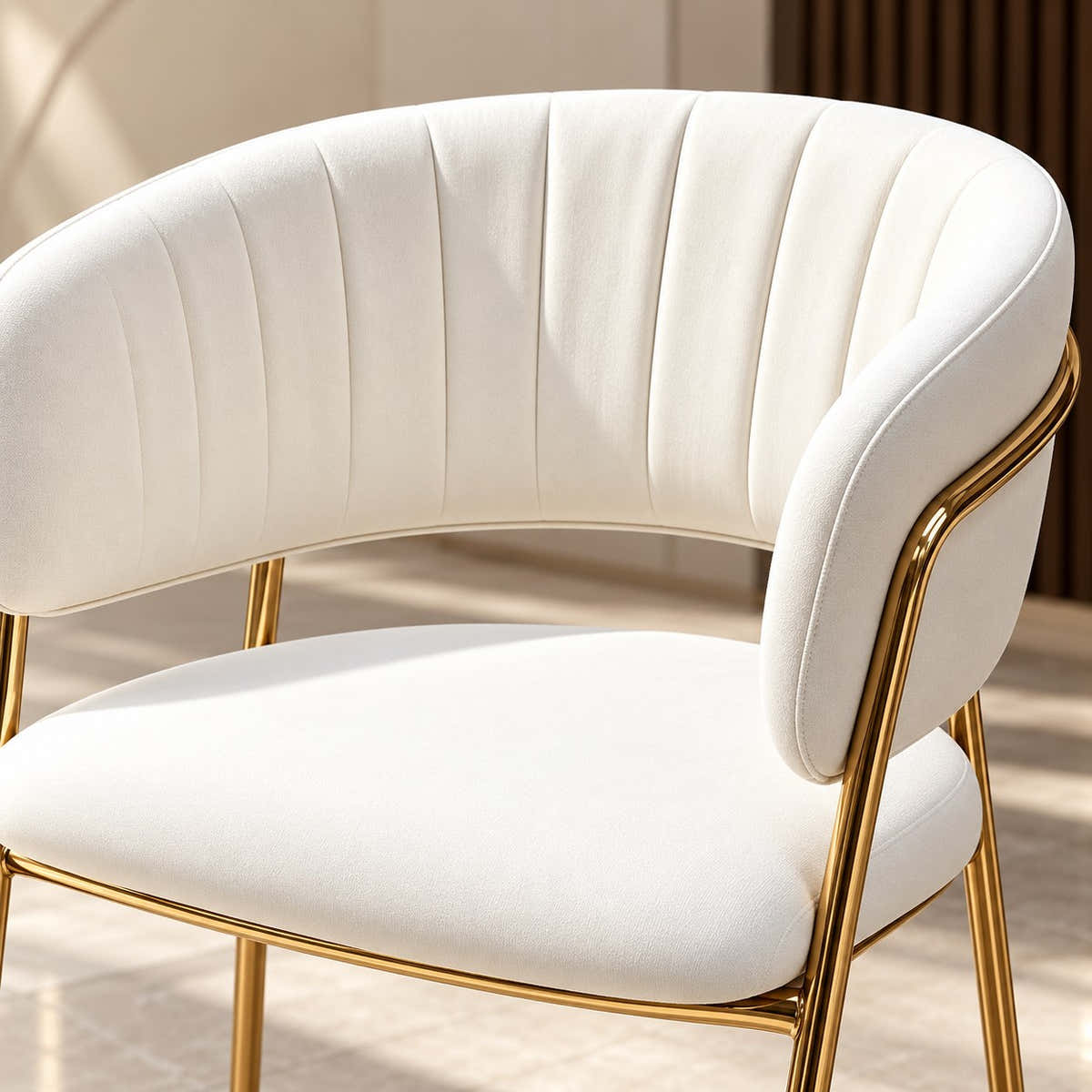 Channelled wraparound back upholstery.