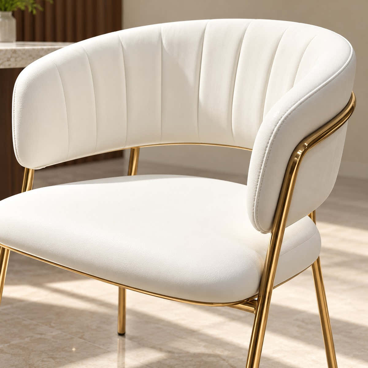 Open back gap and gold-tone seat support.