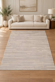 Lyra Ivory & Greige Abstract Area Rug – LL-11 — digitally staged living room view