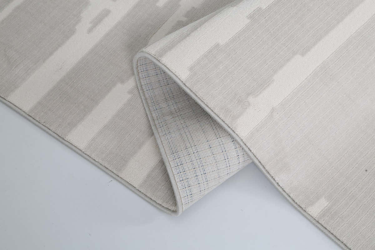 Lyra Ivory & Greige Abstract Area Rug – LL-11 — original pile, edge and backing close-up