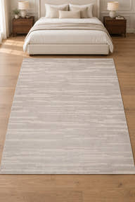 Lyra Ivory & Greige Abstract Area Rug – LL-11 — digitally staged bedroom view