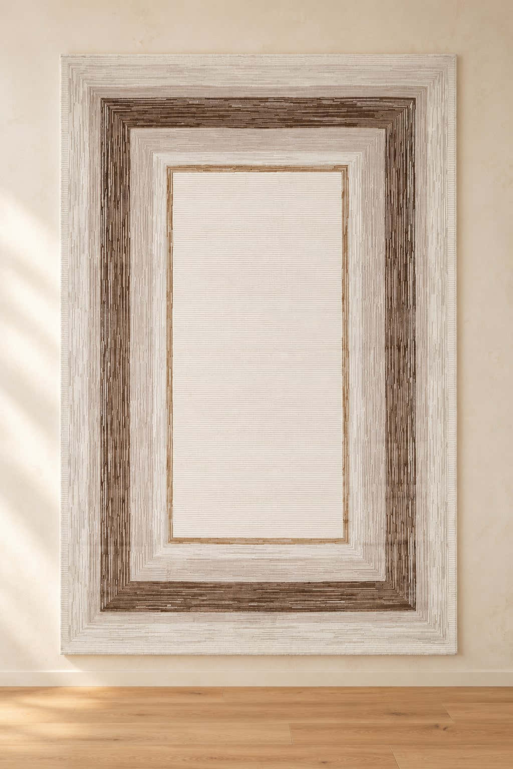 Marlow Ivory & Mocha Border Area Rug – MR711A — digitally edited clean standing showroom view