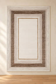 Marlow Ivory & Mocha Border Area Rug – MR711A — digitally edited clean standing showroom view