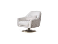 Riva Cream Patterned Accent Chair with Bronze Pedestal — original product photograph