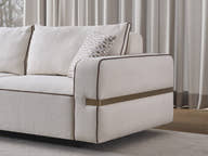 Riva Cream Modular Chaise Sectional Sofa — original upholstery, piping and arm-band detail