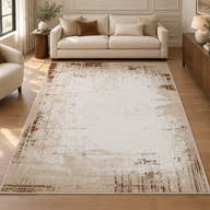 Sienna Ivory & Caramel Abstract Area Rug – YC-08 — digitally staged living room view