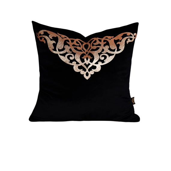 Luxury Velvet Throw Pillow Cover With Gold Accent ( Black & Gold Cushion Cover)