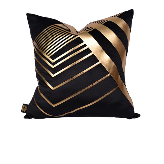 Luxury Velvet Throw Pillow Cover ( Block & Gold Cushion Cover)