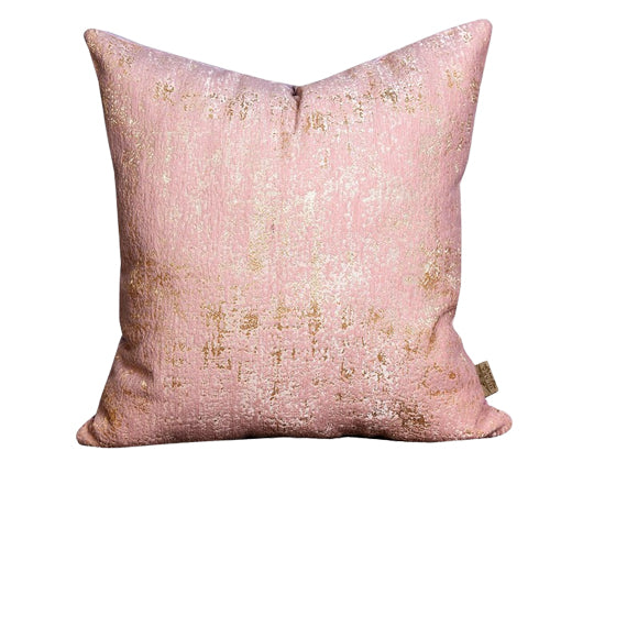 Patina Luxury Velvet Throw Pillow Cover (Blush Pink & Gold Cushion Cover)