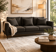Luna Charcoal 3-Seater Sofa | Modern Linen Sofa Canada | Glara Home