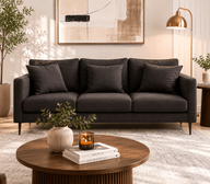 Luna Charcoal 3-Seater Sofa | Modern Linen Sofa Canada | Glara Home
