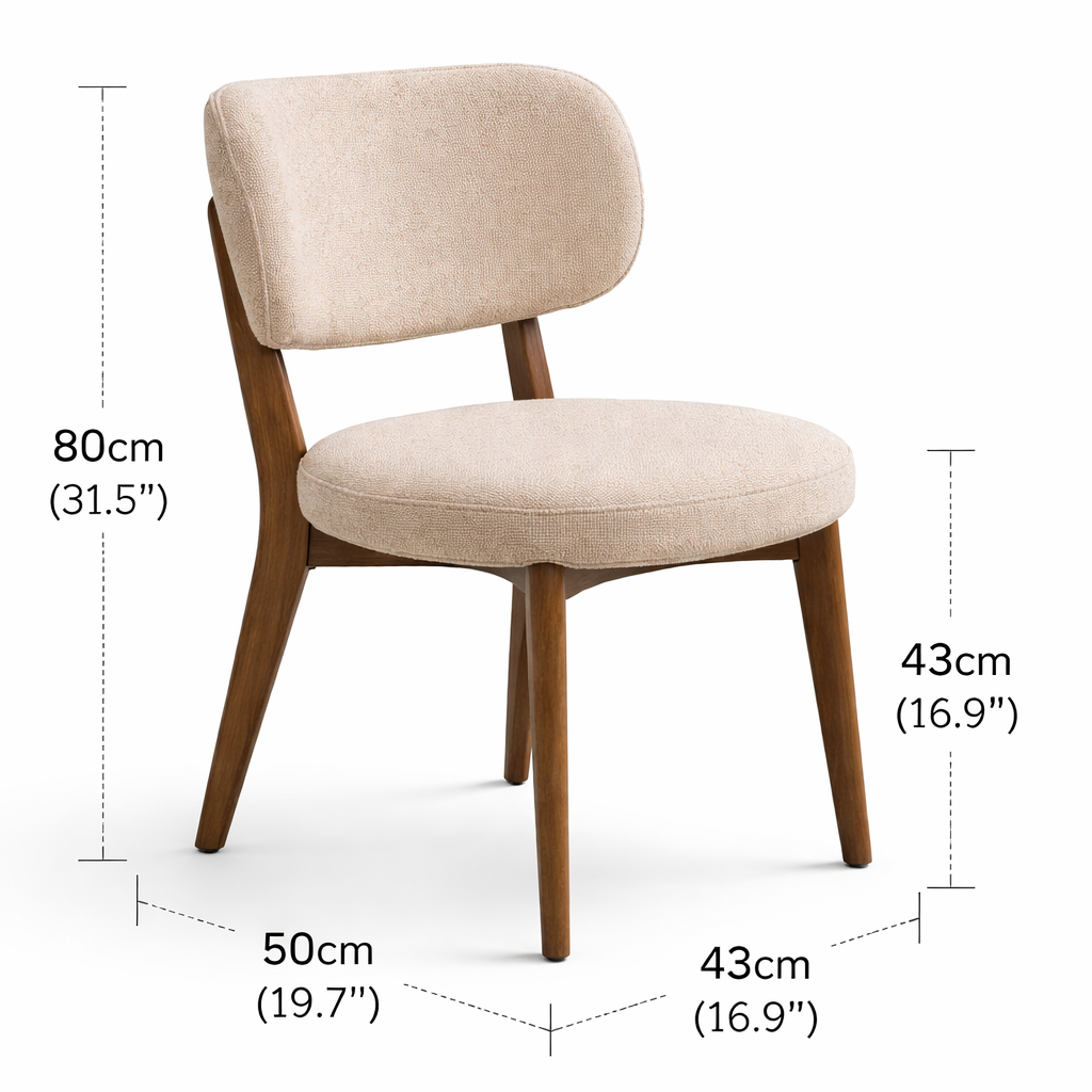 Noma Dining Chair – Ash Wood & Linen Fabric | Modern Curved Design - GLARA HOME