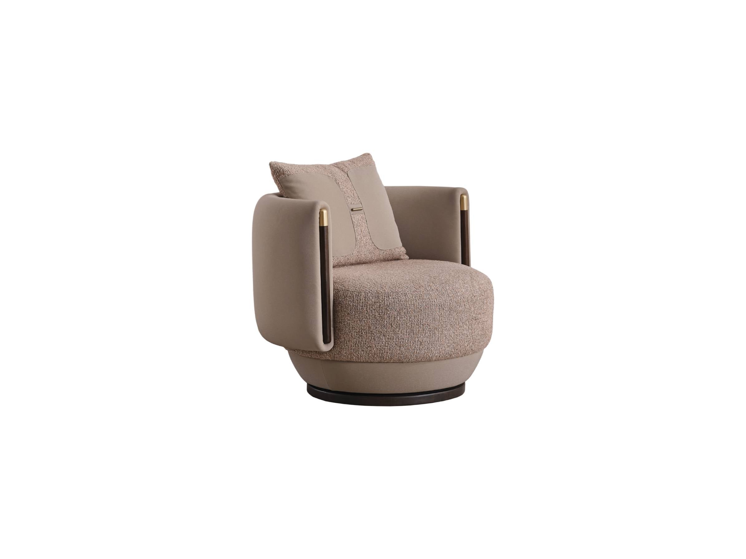 Luxury Orion swivel accent chair in premium Bien and Miranda fabric by Glara Home
