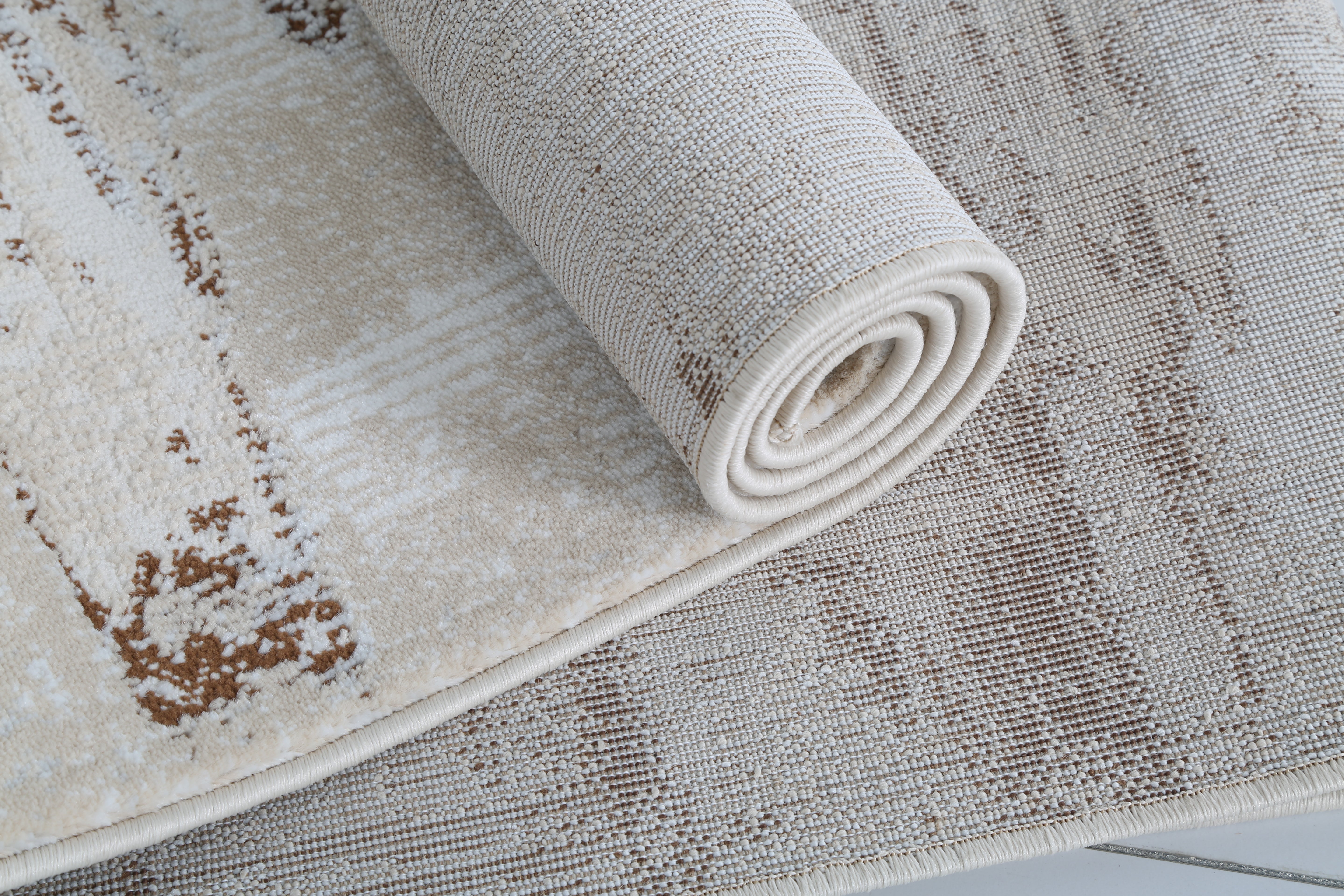 Glara Sandstone Abstract Rug – Warm Beige & Earth Tones (12mm Plush)