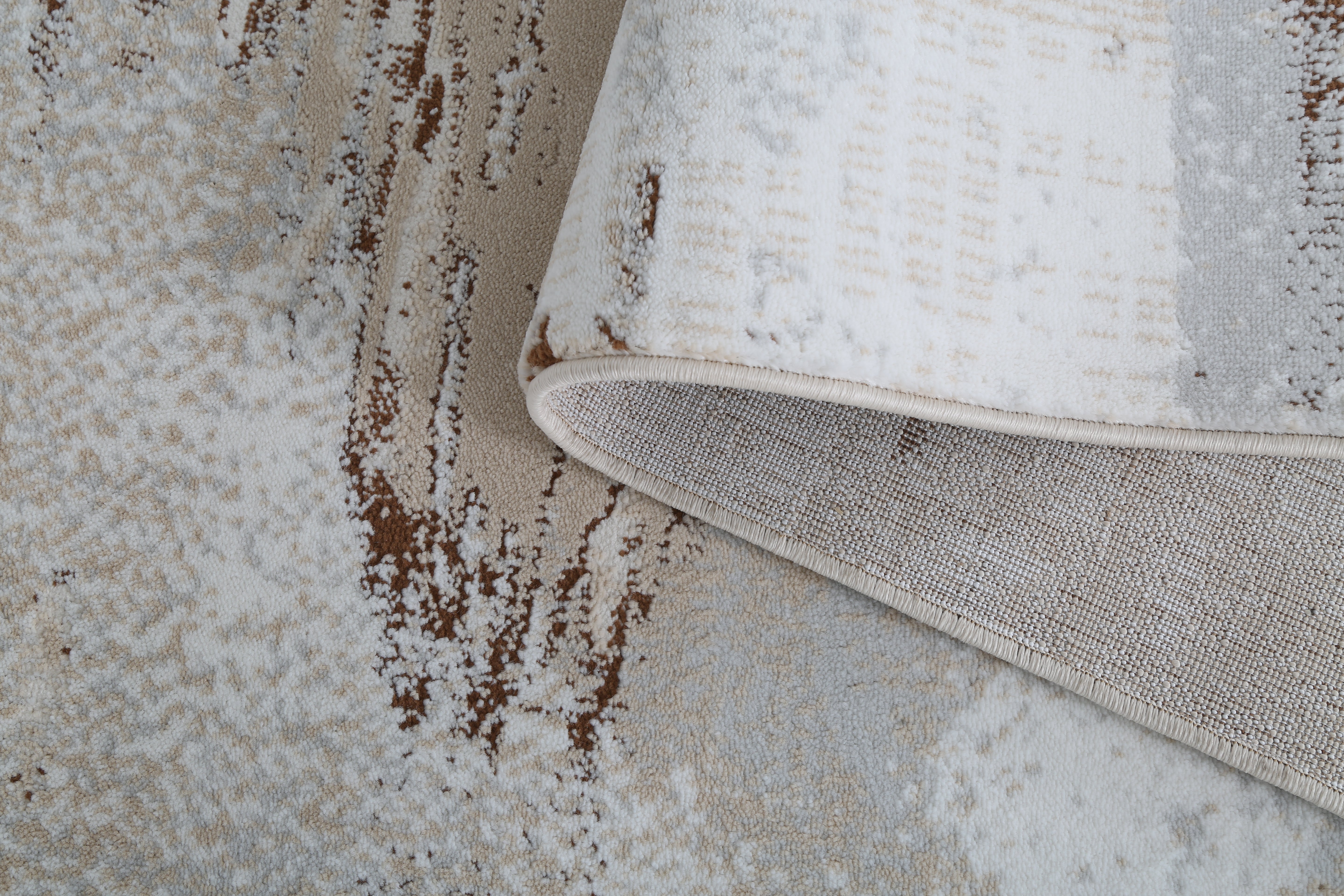 Glara Sandstone Abstract Rug – Warm Beige & Earth Tones (12mm Plush)