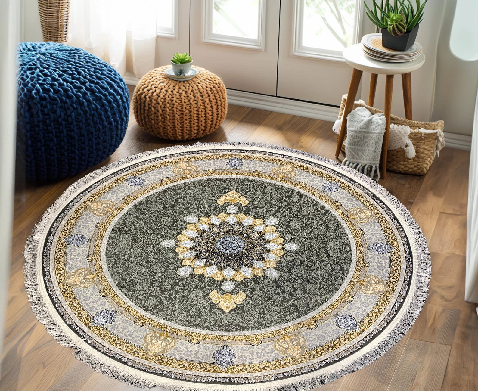 Rozhan 1200 Reed Round Rug - GLARA HOME