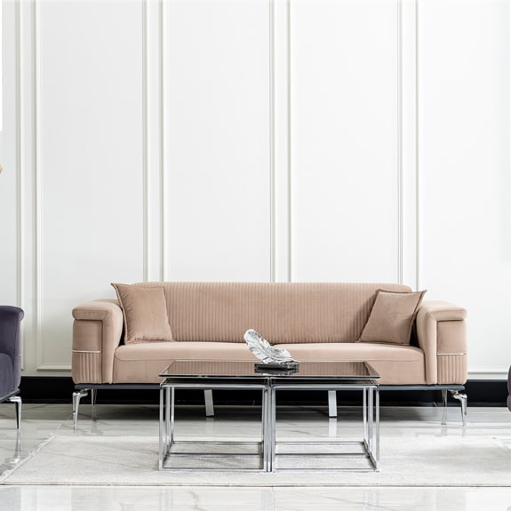 modern lined sofa set 