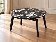 Vellaro Black & White Round Dining Table – TT207 – styled dining room view