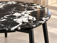 Vellaro Black & White Round Dining Table – TT207 – surface and upholstery close-up