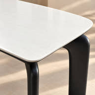 Avero White Ceramic Dining Table – 180 × 90 cm – surface and upholstery close-up