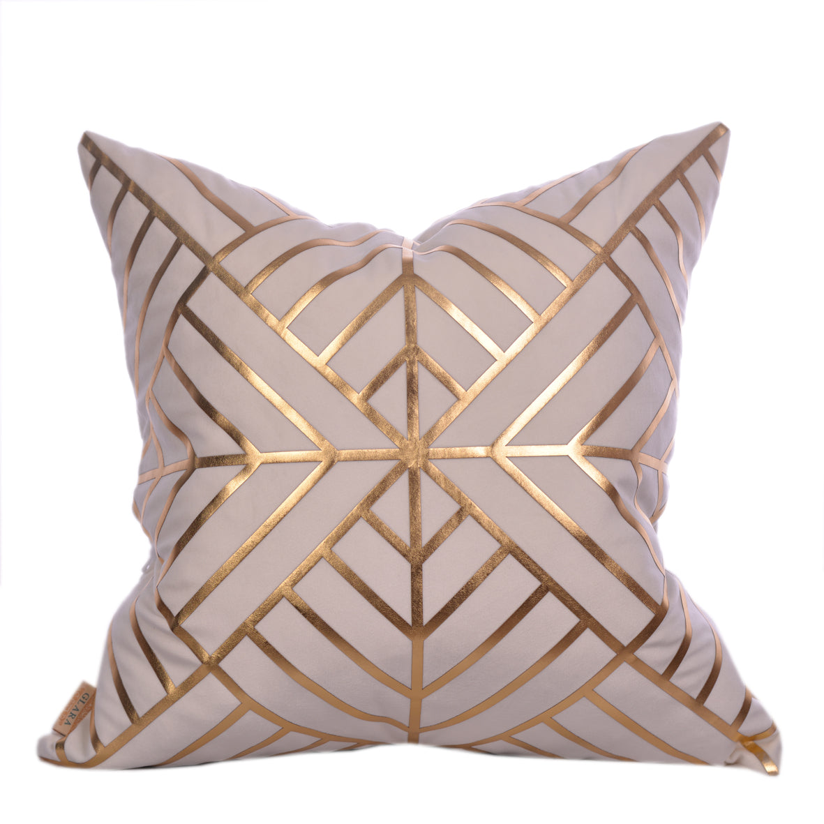 Luxury Velvet Throw Pillow Cover (Cream & Gold Cushion Cover)