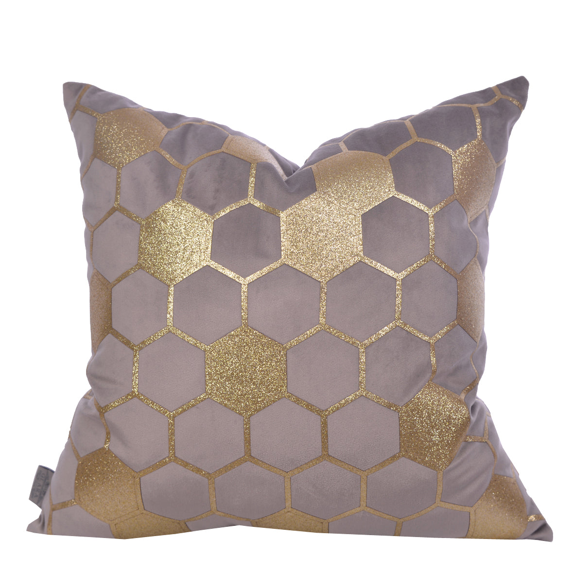 Luxury Velvet Throw Pillow Cover (Grey & Gold Cushion Cover)