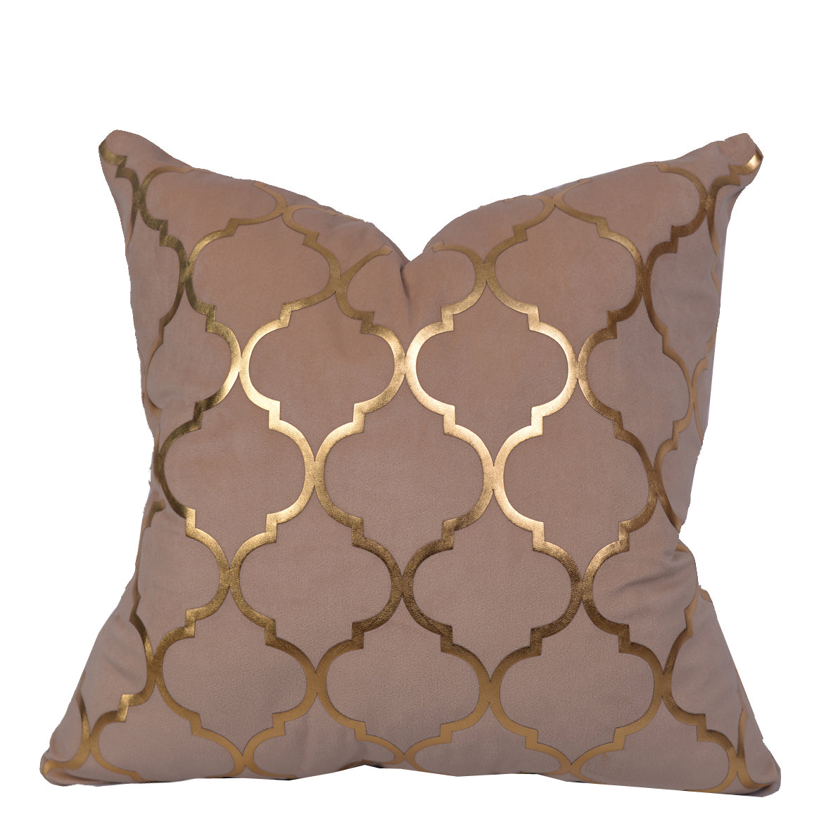 Luxury Velvet Throw Pillow Cover (Light Nescafe & Gold Cushion Cover)