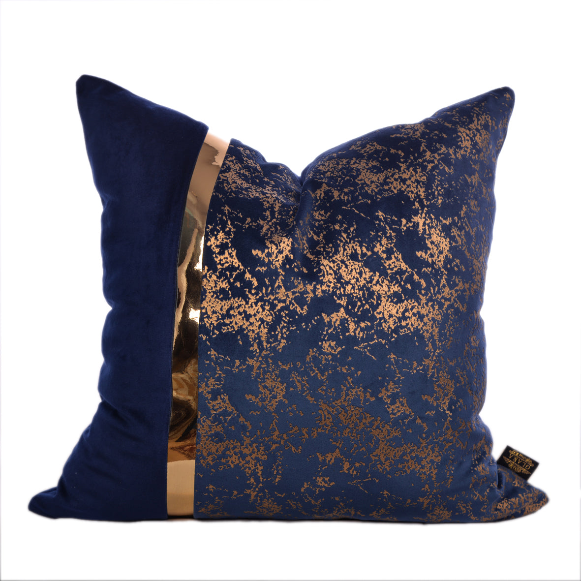 Luxury Velvet Throw Pillow Cover ( Blue & Gold Cushion Cover)