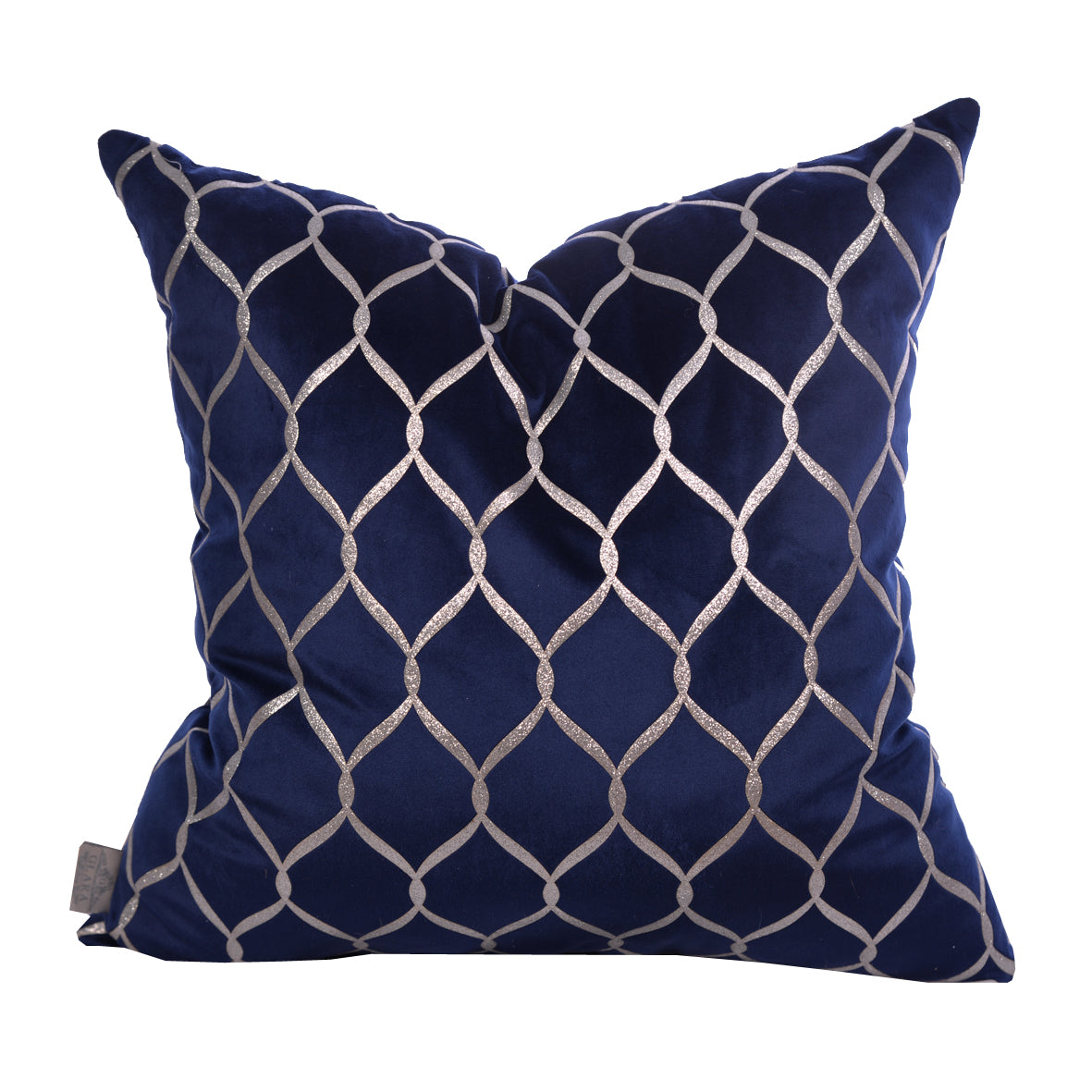 Luxury Velvet Throw Pillow Cover (Blue &  Silver Cushion Cover)