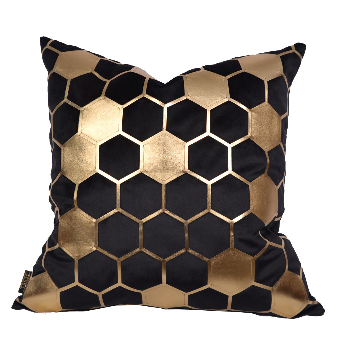 Luxury Velvet Throw Pillow Cover ( Block & Gold Cushion Cover)