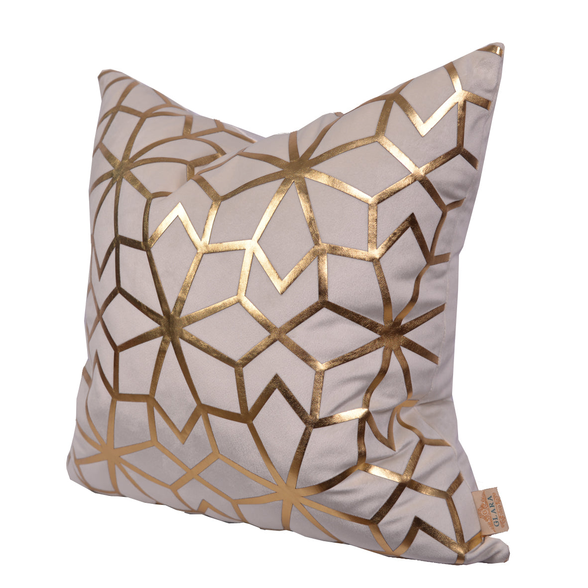 Luxury Velvet Throw Pillow Cover (Cream & Gold Cushion Cover)