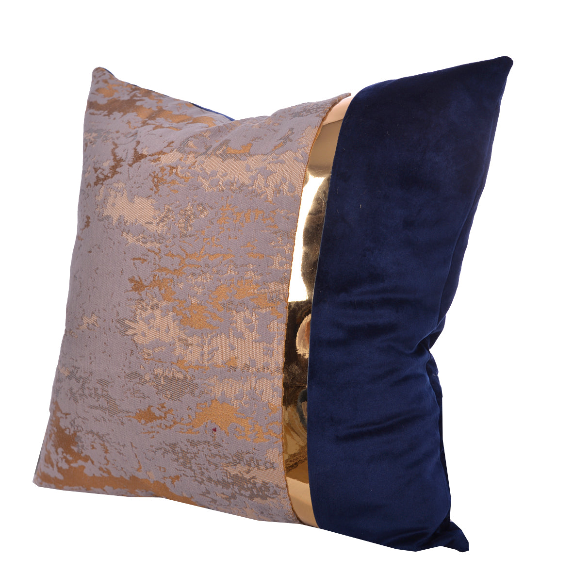 Luxury Velvet Throw Pillow Cover Blue & Gold Cushion Cover)