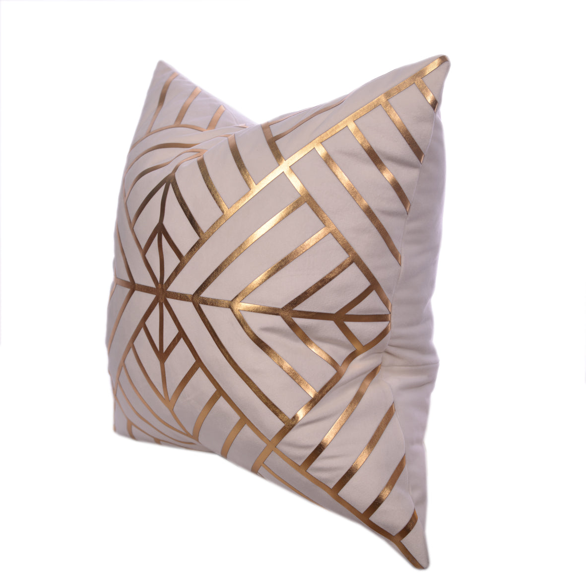 Luxury Velvet Throw Pillow Cover (Cream & Gold Cushion Cover)