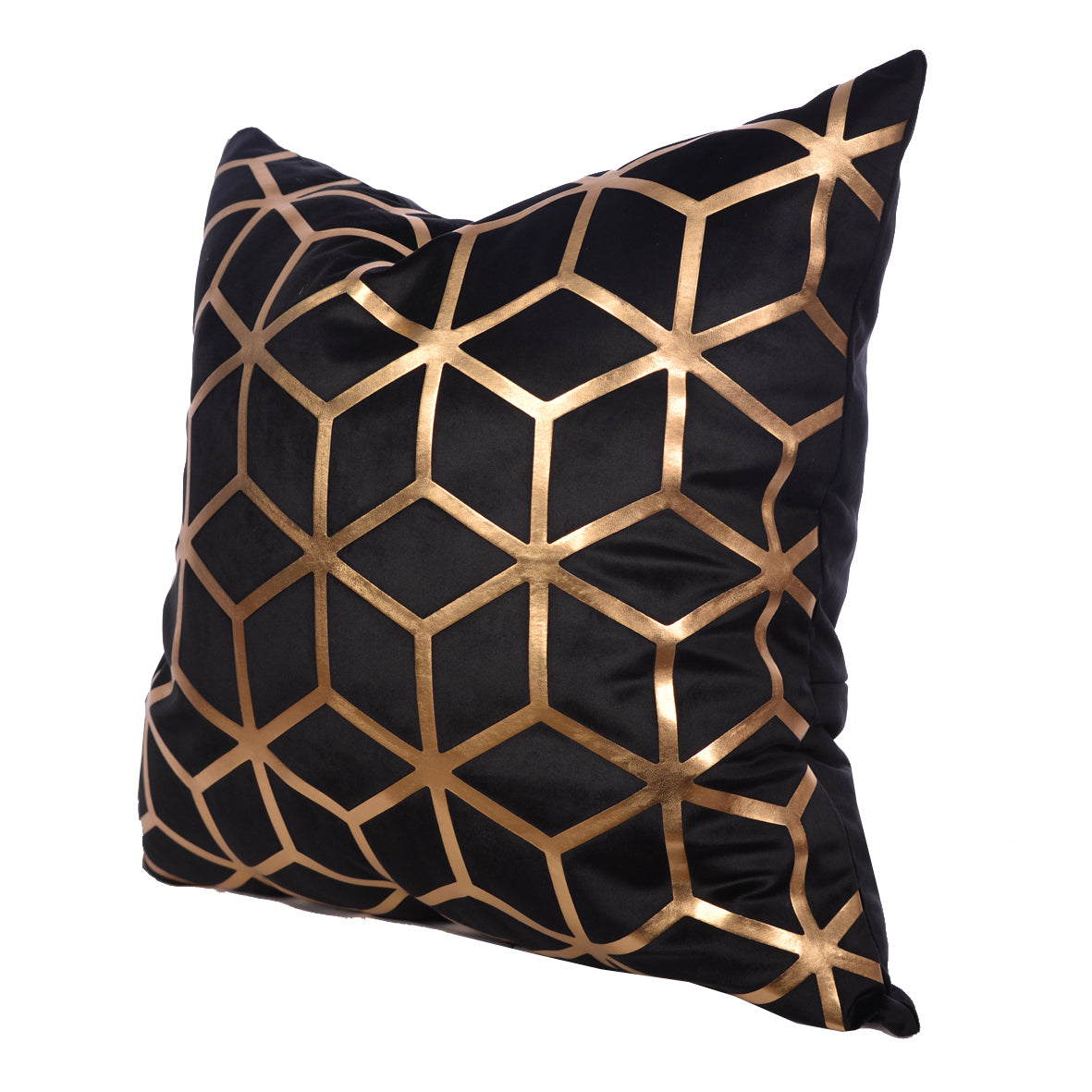Luxury Velvet Throw Pillow Cover (Block & Gold Cushion Cover)
