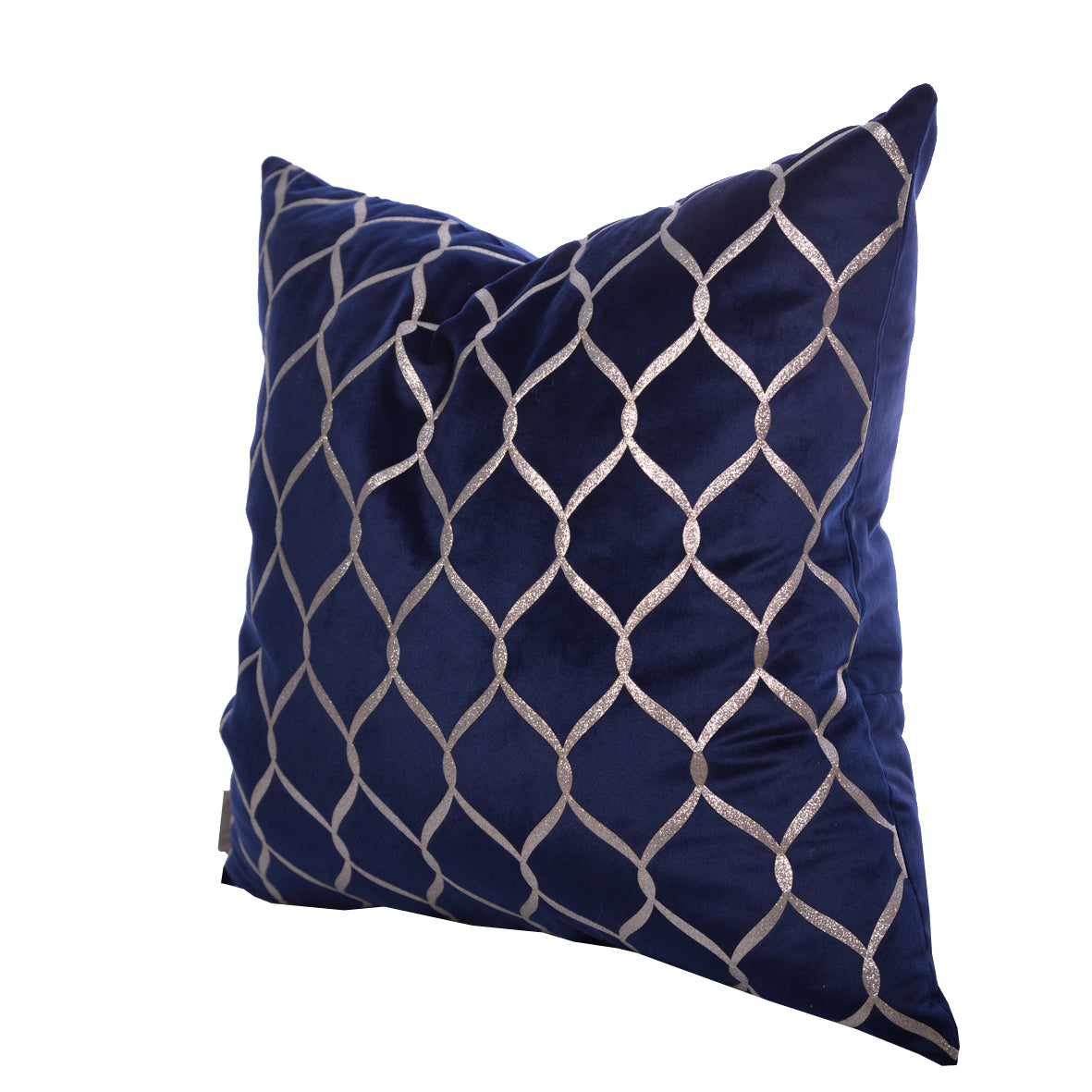 Luxury Velvet Throw Pillow Cover (Blue &  Silver Cushion Cover)