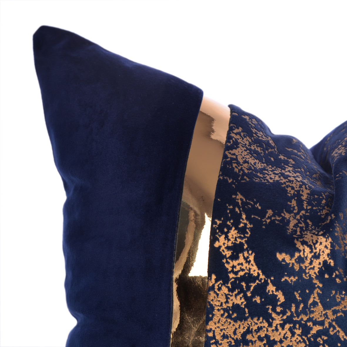 Luxury Velvet Throw Pillow Cover ( Blue & Gold Cushion Cover)