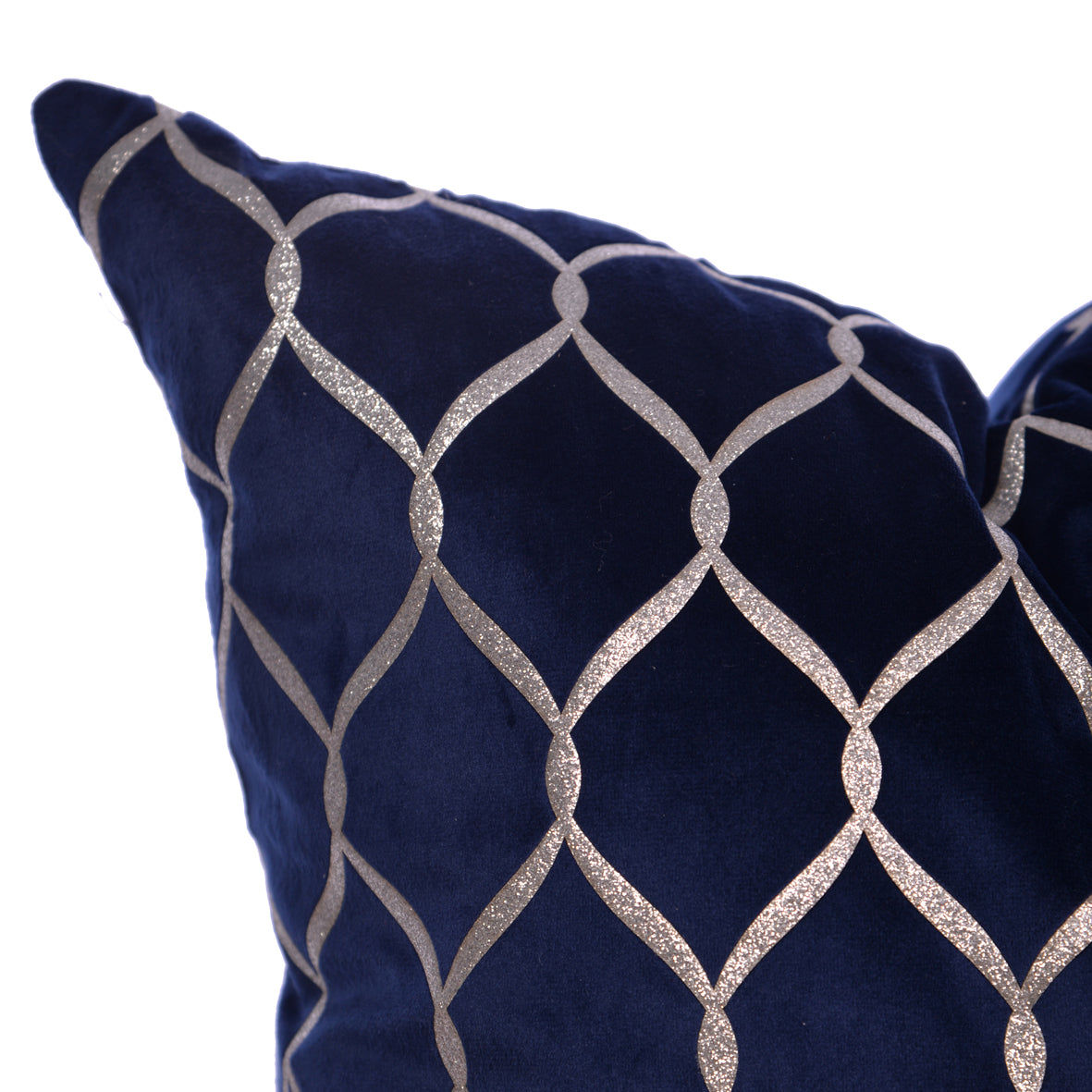 Luxury Velvet Throw Pillow Cover (Blue &  Silver Cushion Cover)