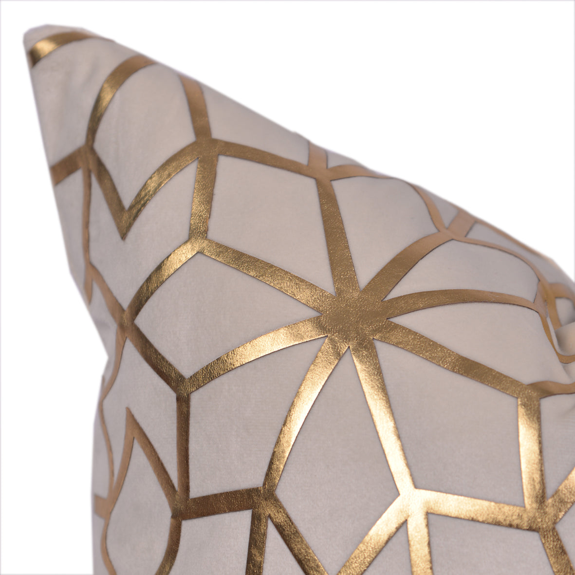 Luxury Velvet Throw Pillow Cover (Cream & Gold Cushion Cover)