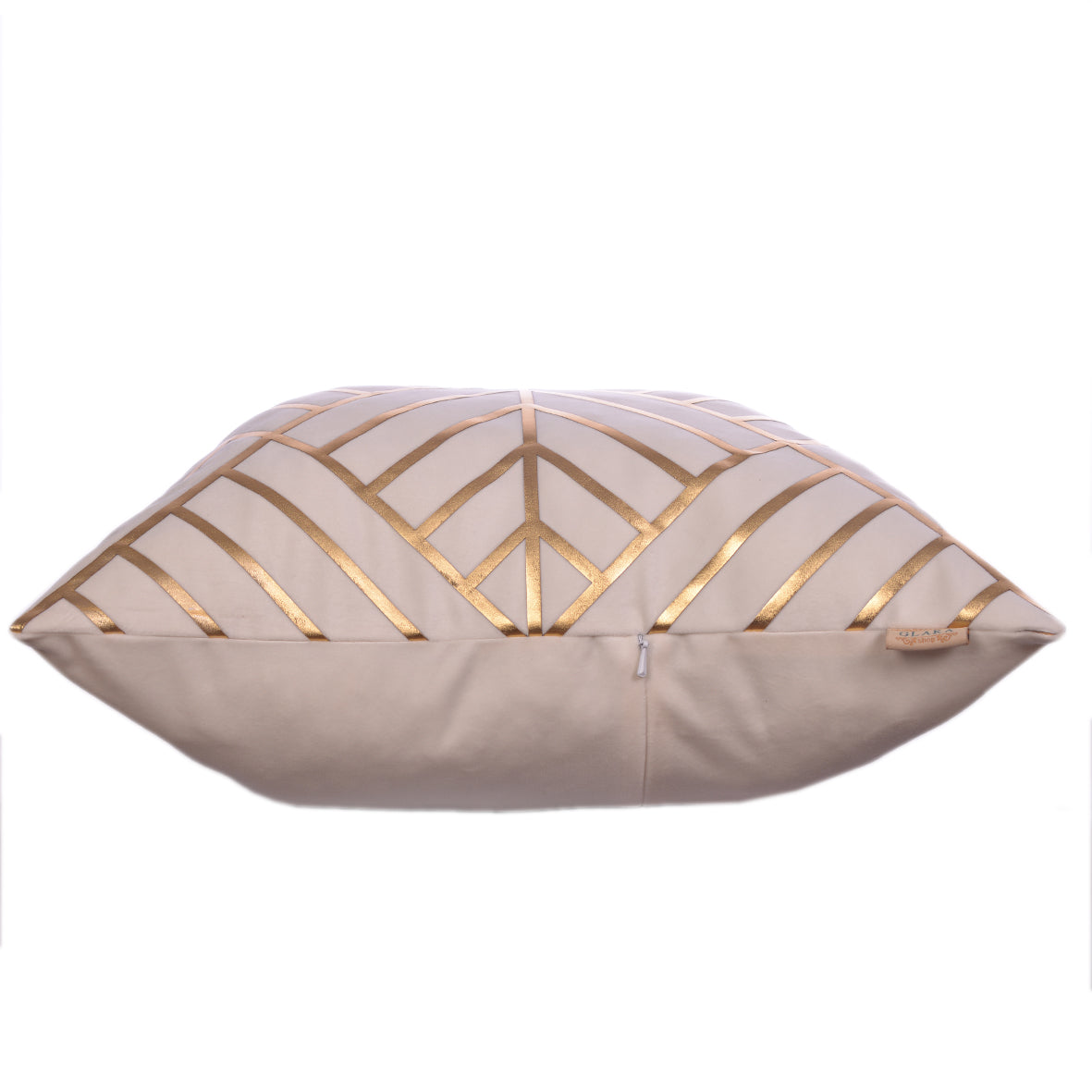 Luxury Velvet Throw Pillow Cover (Cream & Gold Cushion Cover)