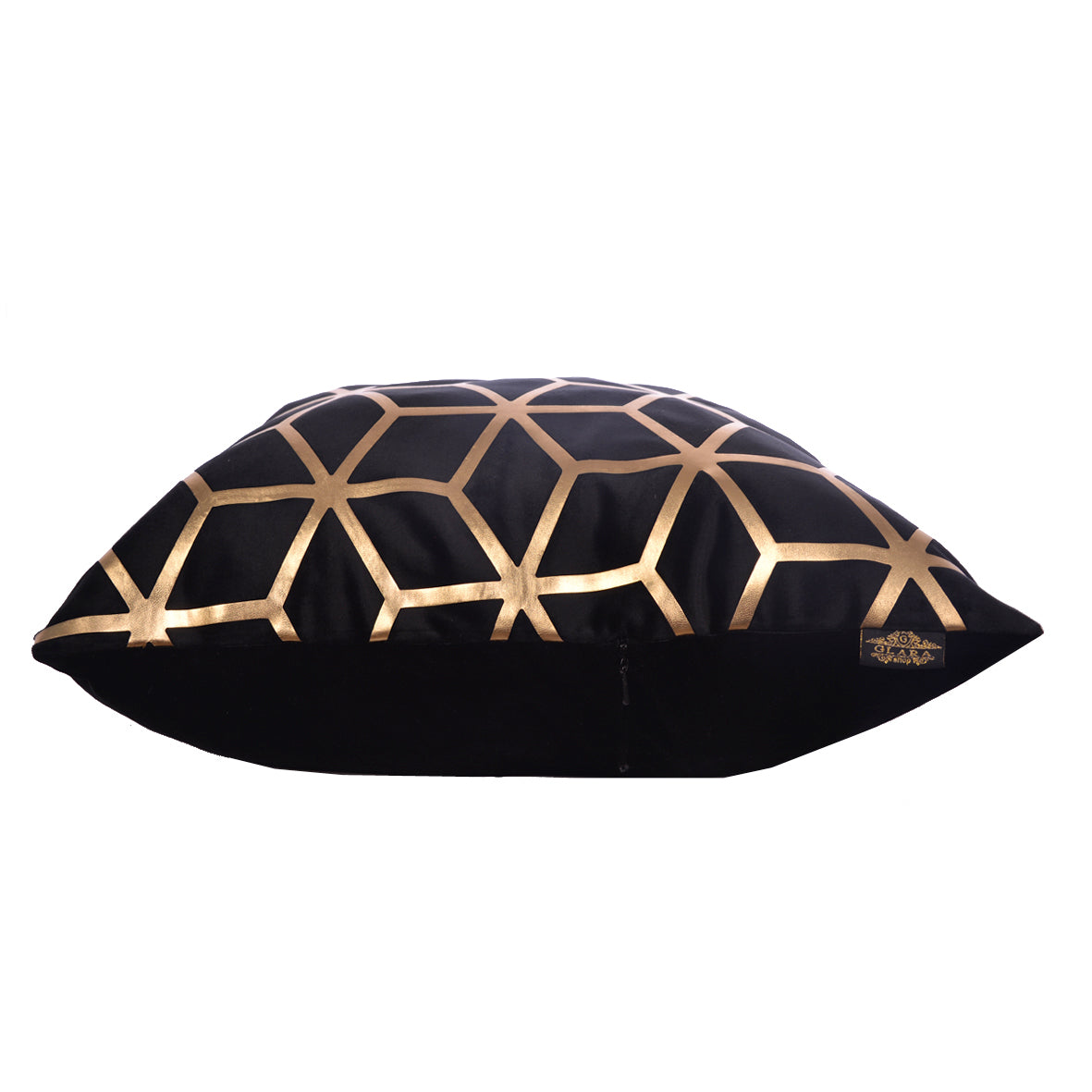 Luxury Velvet Throw Pillow Cover (Block & Gold Cushion Cover)