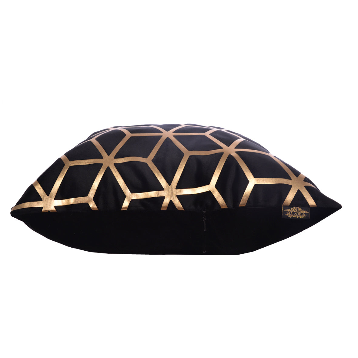 Luxury Velvet Throw Pillow Cover (Block & Gold Cushion Cover) - GLARA HOME