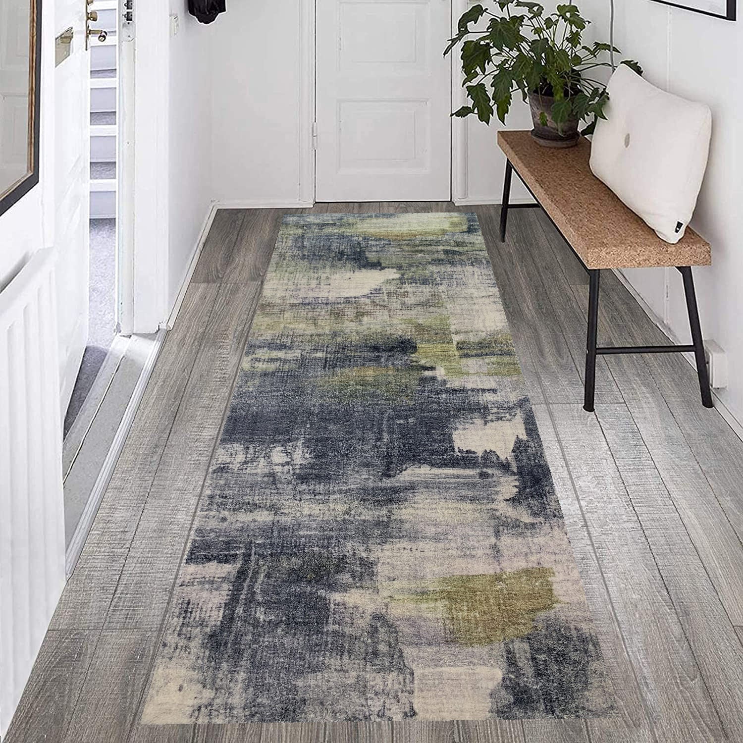 G2613-5 Mix OF Soft Color Abstract Soft None Slip Runner Rug