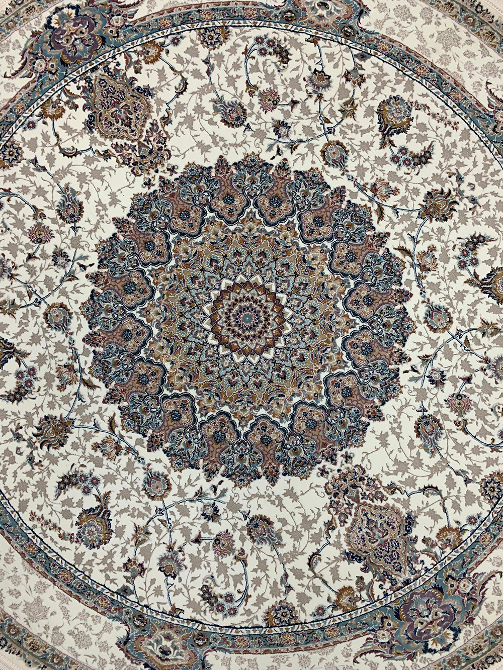 Rosita White Persian Round Rug, Fast Delivery Area Rug Near Me