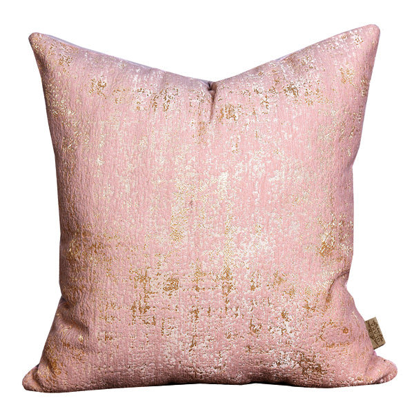 Patina Luxury Velvet Throw Pillow Cover (Blush Pink & Gold Cushion Cover)